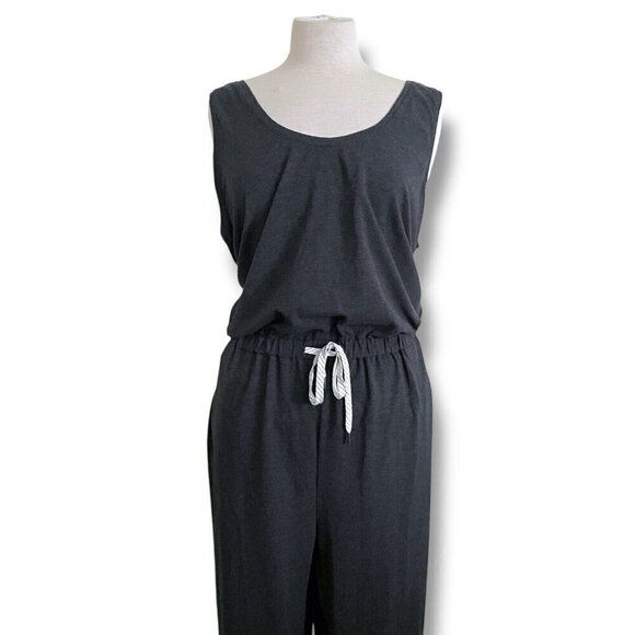 Zella Womens Gwen Jumpsuit Plus Sz 1X Gray Tencel Sleeveless Athleisure Romper - Picture 4 of 10